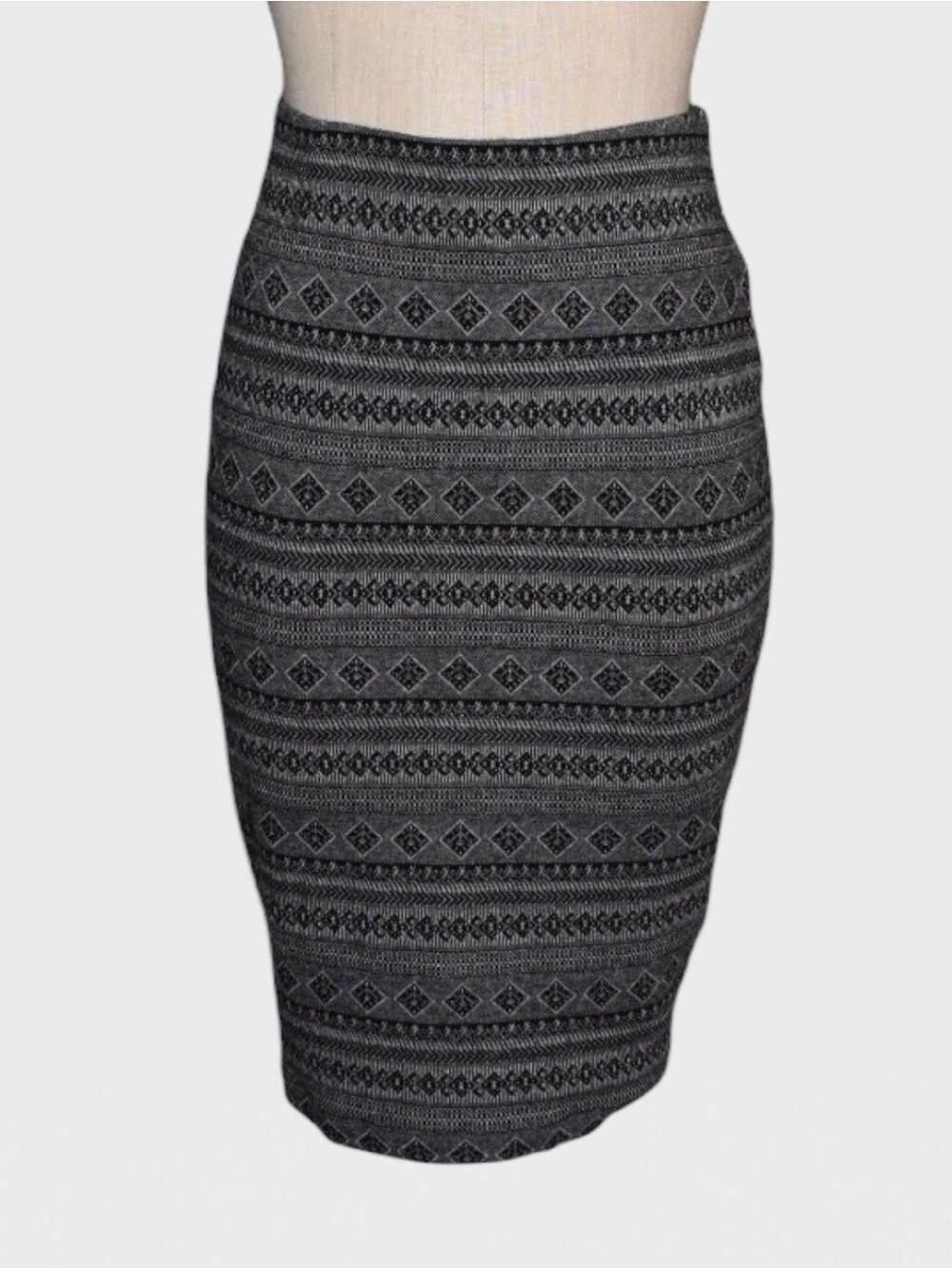 Orsay Tribal Geometric Stretch Knit Pencil Skirt